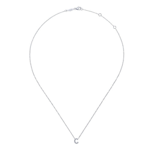 14K White Gold Diamond C Initial Pendant Necklace - NK4577C-W45JJ-Gabriel & Co.-Renee Taylor Gallery