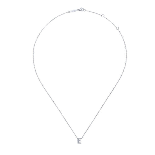 14K White Gold Diamond E Initial Pendant Necklace - NK4577E-W45JJ-Gabriel & Co.-Renee Taylor Gallery