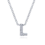 14K White Gold Diamond L Initial Pendant Necklace - NK4577L-W45JJ-Gabriel & Co.-Renee Taylor Gallery