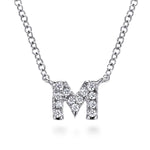 14K White Gold Diamond M Initial Pendant Necklace - NK4577M-W45JJ-Gabriel & Co.-Renee Taylor Gallery