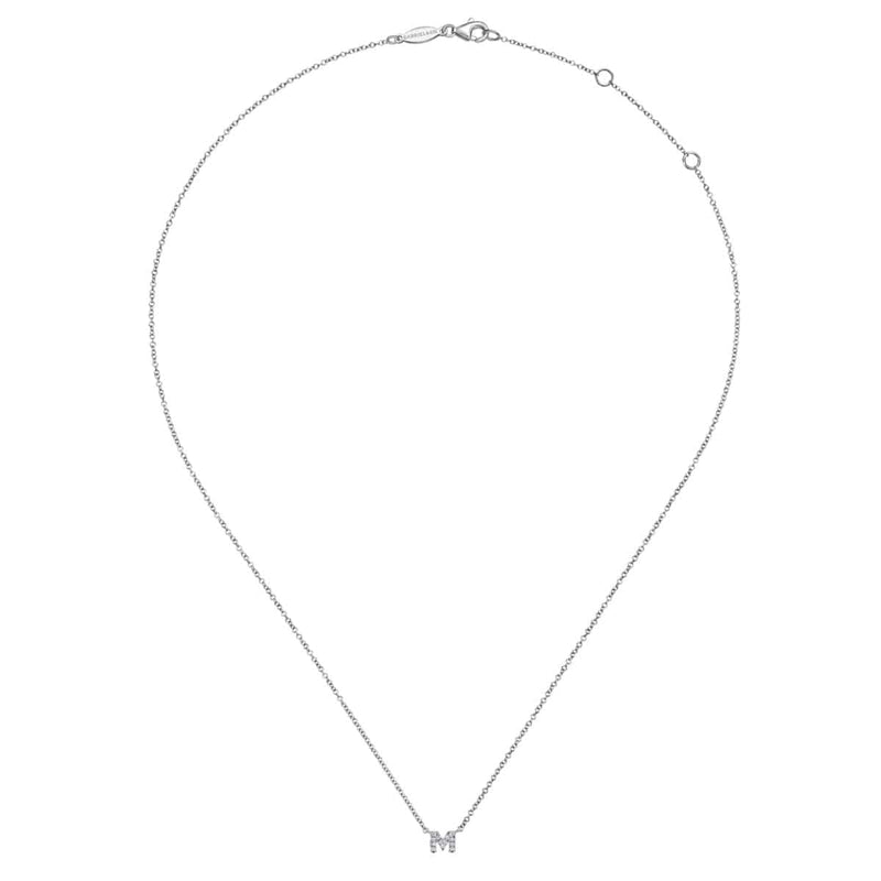 14K White Gold Diamond M Initial Pendant Necklace - NK4577M-W45JJ-Gabriel & Co.-Renee Taylor Gallery