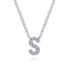 14K White Gold Diamond S Initial Pendant Necklace - NK4577S-W45JJ-Gabriel & Co.-Renee Taylor Gallery