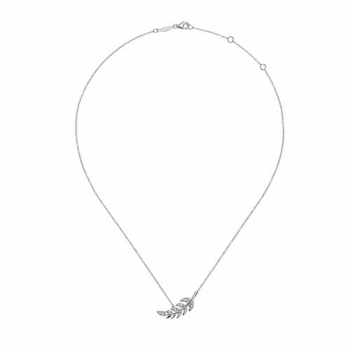 14K White Gold Diamond Leaf Pendant Necklace - NK4627W45JJ-Gabriel & Co.-Renee Taylor Gallery