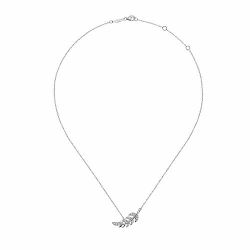 14K White Gold Diamond Leaf Pendant Necklace - NK4627W45JJ-Gabriel & Co.-Renee Taylor Gallery