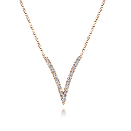 14K Rose Gold Diamond Chevron Necklace - NK4720K45JJ-Gabriel & Co.-Renee Taylor Gallery