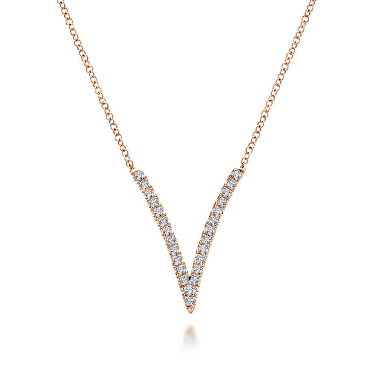 14K Rose Gold Diamond Chevron Necklace - NK4720K45JJ-Gabriel & Co.-Renee Taylor Gallery