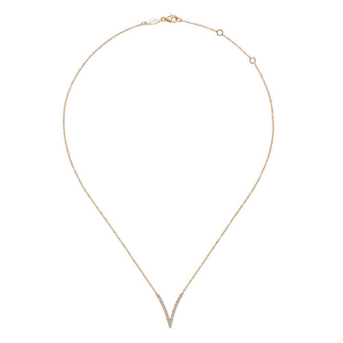 14K Rose Gold Diamond Chevron Necklace - NK4720K45JJ-Gabriel & Co.-Renee Taylor Gallery