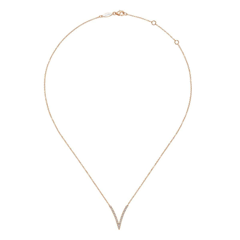 14K Rose Gold Diamond Chevron Necklace - NK4720K45JJ-Gabriel & Co.-Renee Taylor Gallery