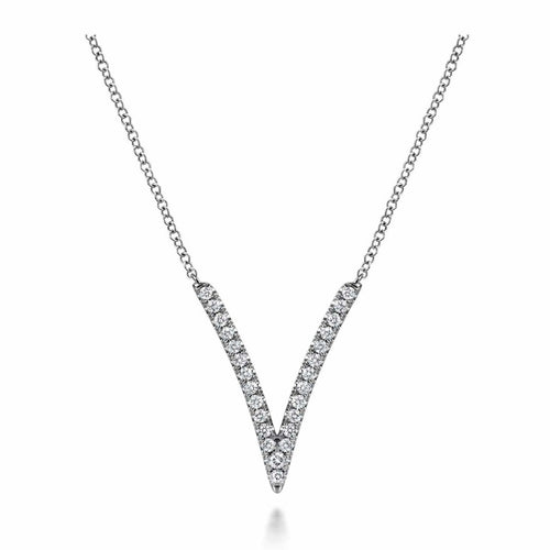 14K White Gold Diamond Chevron Necklace - NK4720W45JJ-Gabriel & Co.-Renee Taylor Gallery