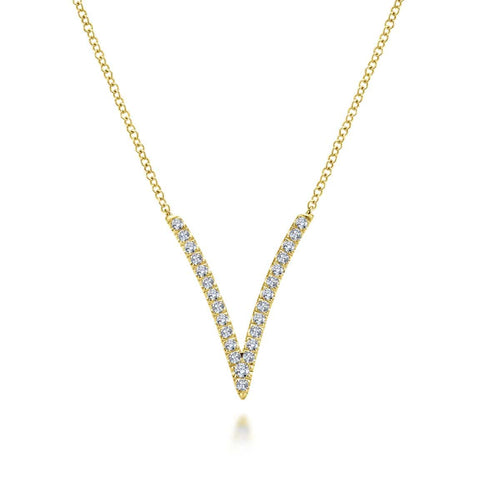 14K Yellow Gold Diamond Chevron Necklace - NK4720Y45JJ-Gabriel & Co.-Renee Taylor Gallery