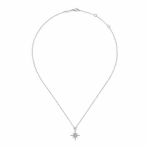 14K White Gold Diamond Starburst Pendant Necklace - NK4847W45JJ-Gabriel & Co.-Renee Taylor Gallery