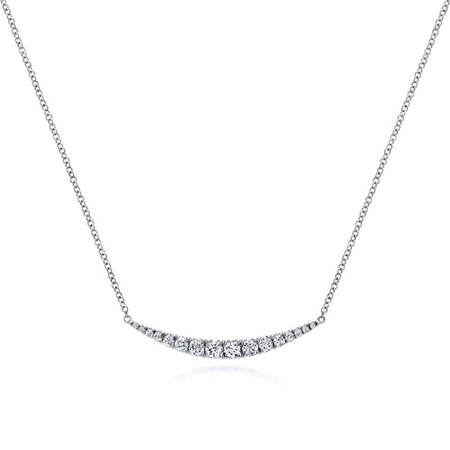 14K White Gold Curved Diamond Bar Necklace - NK4879W45JJ-Gabriel & Co.-Renee Taylor Gallery