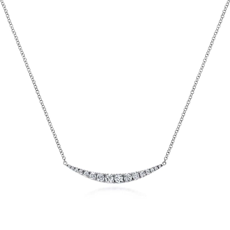 14K White Gold Curved Diamond Bar Necklace - NK4879W45JJ-Gabriel & Co.-Renee Taylor Gallery