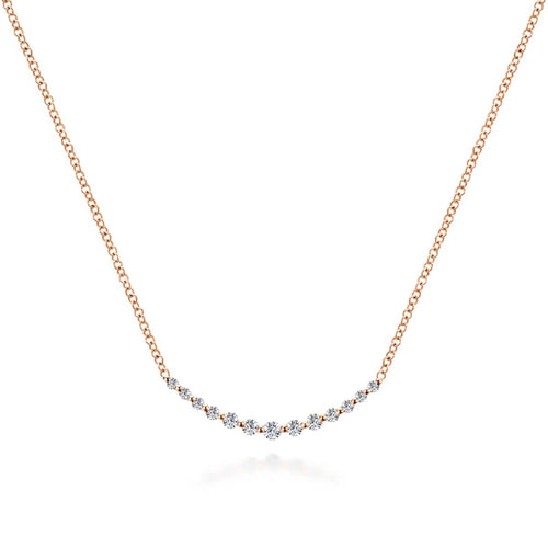 14K Rose Gold Diamond Curved Bar Necklace - NK4942K45JJ-Gabriel & Co.-Renee Taylor Gallery