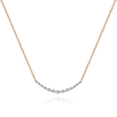 14K Rose Gold Diamond Curved Bar Necklace - NK4942K45JJ-Gabriel & Co.-Renee Taylor Gallery