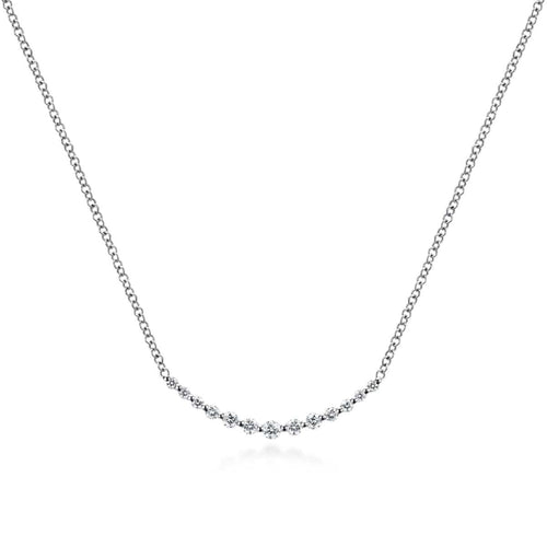 14K White Gold Diamond Curved Bar Necklace - NK4942W45JJ-Gabriel & Co.-Renee Taylor Gallery