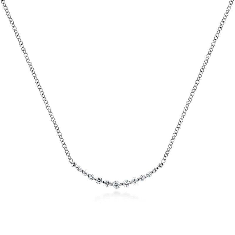 14K White Gold Diamond Curved Bar Necklace - NK4942W45JJ-Gabriel & Co.-Renee Taylor Gallery