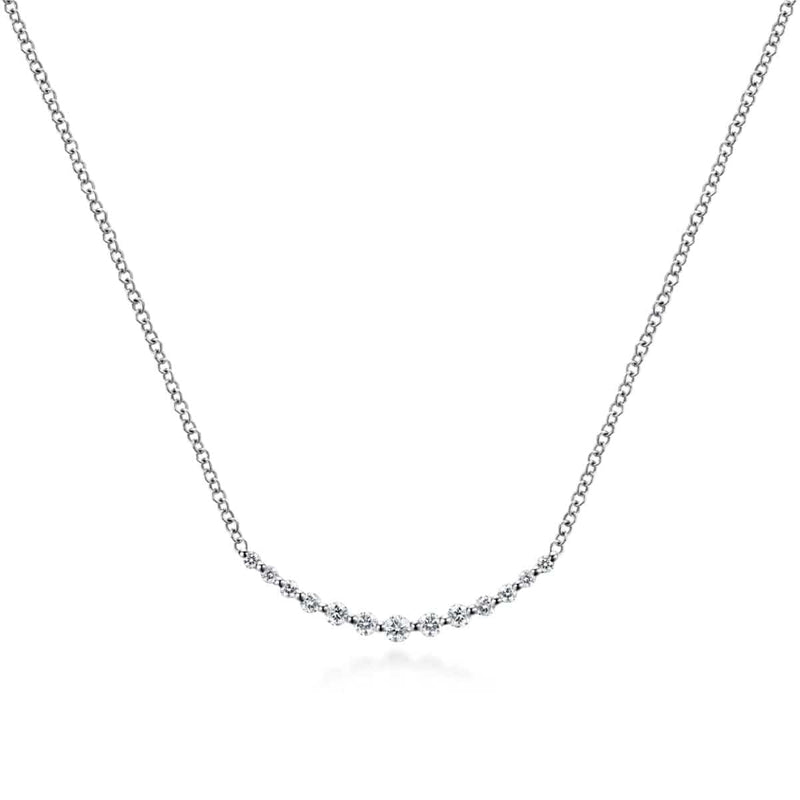 14K White Gold Diamond Curved Bar Necklace - NK4942W45JJ-Gabriel & Co.-Renee Taylor Gallery