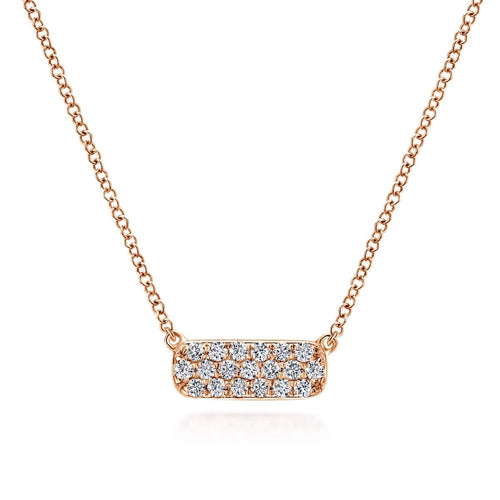 14K Rose Gold Rectangular Diamond Pendant Necklace - NK4943K45JJ-Gabriel & Co.-Renee Taylor Gallery