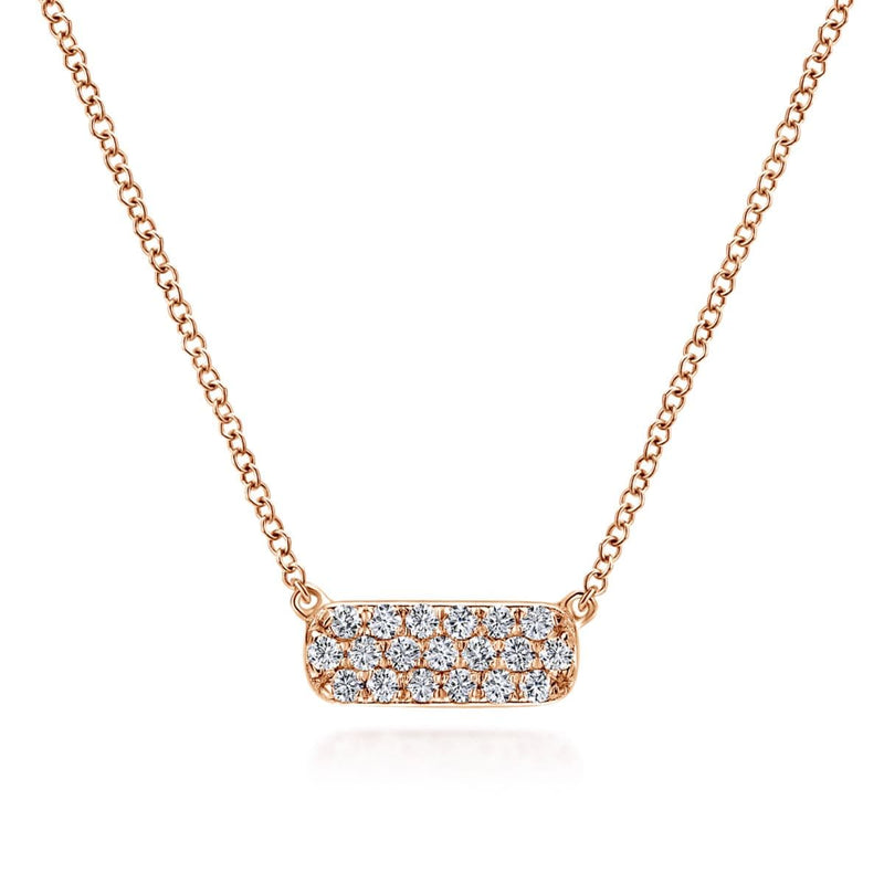 14K Rose Gold Rectangular Diamond Pendant Necklace - NK4943K45JJ-Gabriel & Co.-Renee Taylor Gallery