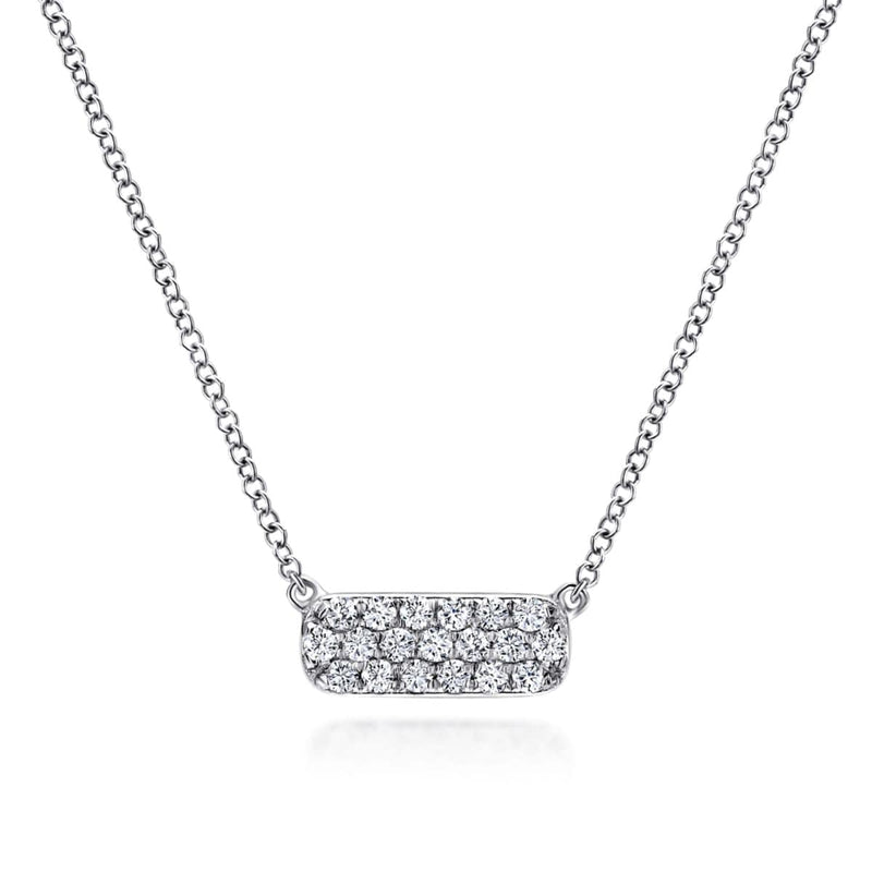 14K White Gold Pave Diamond Bar Necklace - NK4943W45JJ-Gabriel & Co.-Renee Taylor Gallery