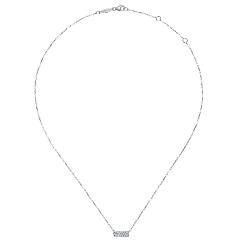 14K White Gold Pave Diamond Bar Necklace - NK4943W45JJ-Gabriel & Co.-Renee Taylor Gallery
