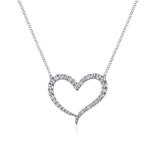 14K White Gold Open Heart Diamond Pendant Necklace - NK5265W45JJ-Gabriel & Co.-Renee Taylor Gallery