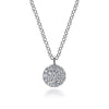 14K White Gold Round Pavé Diamond Disc Pendant Necklace - NK5332W45JJ-Gabriel & Co.-Renee Taylor Gallery