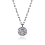 14K White Gold Round Pavé Diamond Disc Pendant Necklace - NK5332W45JJ-Gabriel & Co.-Renee Taylor Gallery