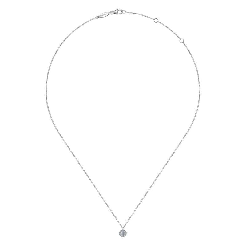 14K White Gold Round Pavé Diamond Disc Pendant Necklace - NK5332W45JJ-Gabriel & Co.-Renee Taylor Gallery