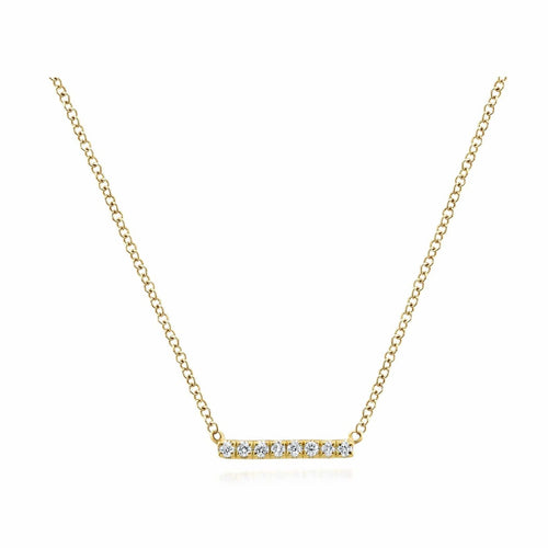14K Yellow Gold Petite Pavé Diamond Bar Necklace - NK5422Y45JJ-Gabriel & Co.-Renee Taylor Gallery
