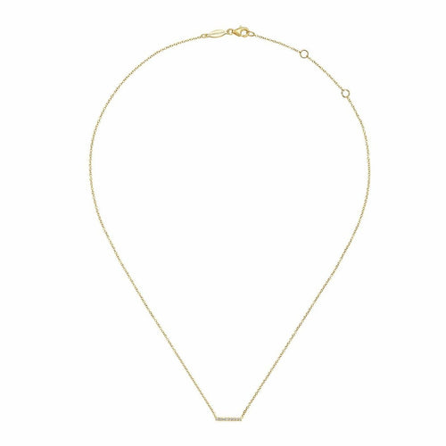 14K Yellow Gold Petite Pavé Diamond Bar Necklace - NK5422Y45JJ-Gabriel & Co.-Renee Taylor Gallery