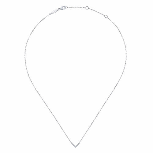 14K White Gold V Shaped Diamond Bar Necklace - NK5423W45JJ-Gabriel & Co.-Renee Taylor Gallery