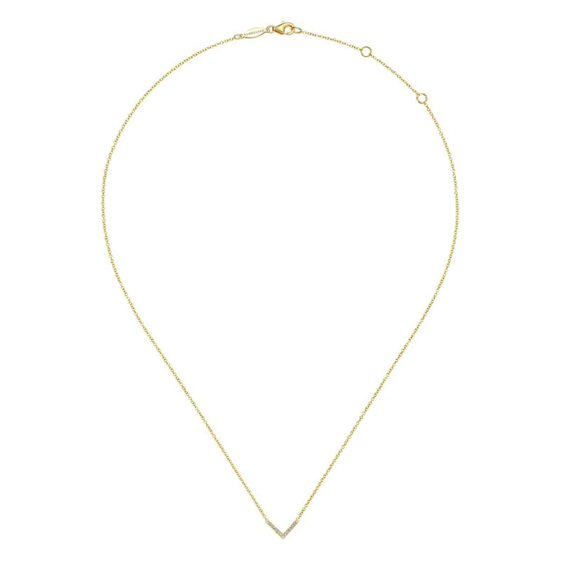 14K Yellow Gold V Shaped Diamond Bar Necklace - NK5423Y45JJ-Gabriel & Co.-Renee Taylor Gallery