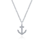 14K White Gold Diamond Anchor Pendant Necklace - NK5437W45JJ-Gabriel & Co.-Renee Taylor Gallery