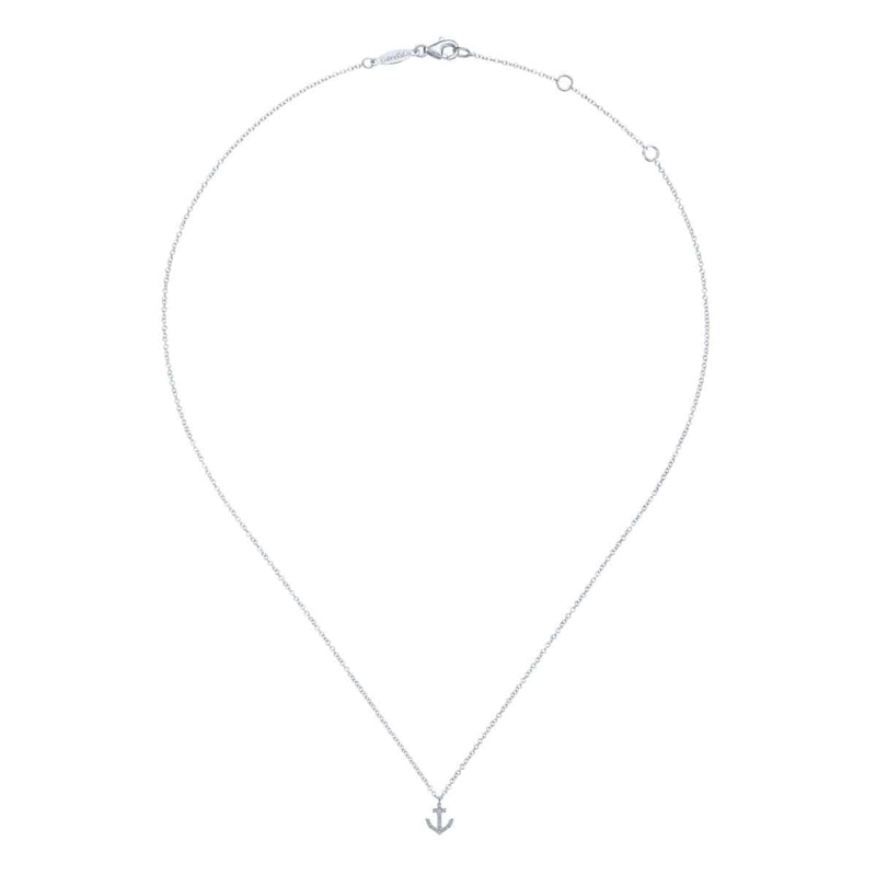 14K White Gold Diamond Anchor Pendant Necklace - NK5437W45JJ-Gabriel & Co.-Renee Taylor Gallery
