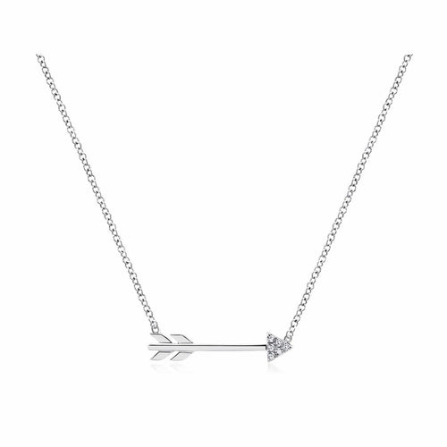 14K White Gold Diamond Arrow Necklace - NK5448W45JJ-Gabriel & Co.-Renee Taylor Gallery