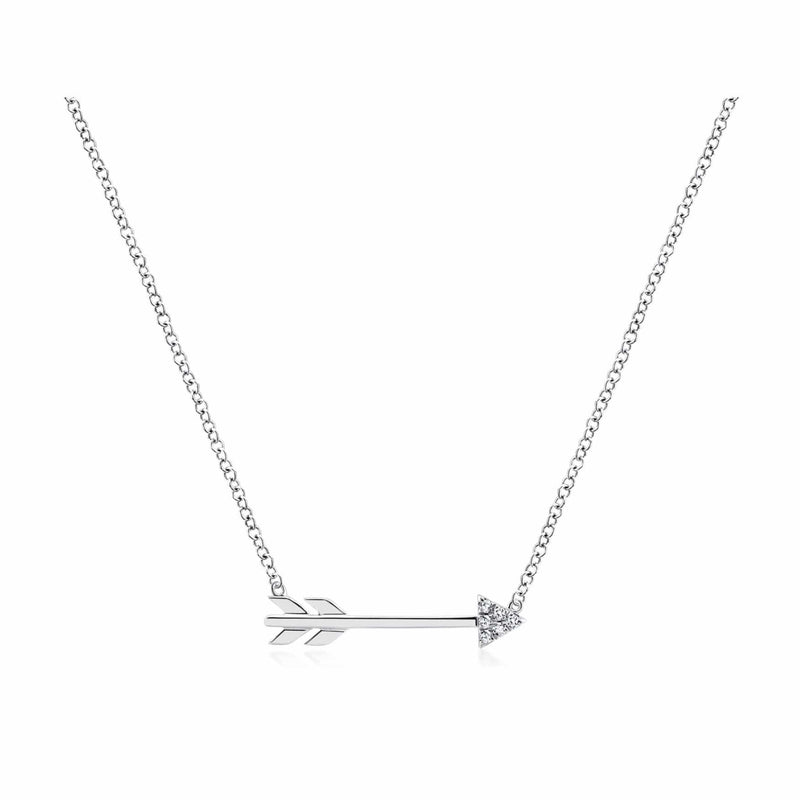 14K White Gold Diamond Arrow Necklace - NK5448W45JJ-Gabriel & Co.-Renee Taylor Gallery