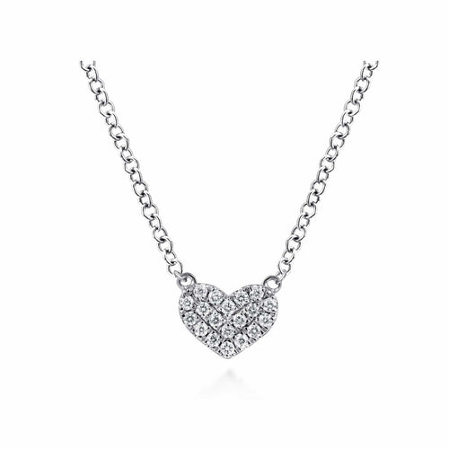 14K White Gold Pavé Diamond Pendant Heart Necklace - NK5450W45JJ-Gabriel & Co.-Renee Taylor Gallery
