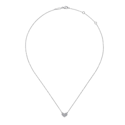 14K White Gold Pavé Diamond Pendant Heart Necklace - NK5450W45JJ-Gabriel & Co.-Renee Taylor Gallery