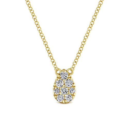 14K Yellow Gold Diamond Teardrop Pendant Necklace - NK5706Y45JJ-Gabriel & Co.-Renee Taylor Gallery