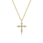 14K Yellow Gold Sculpted Diamond Cross Pendant Necklace - NK5728Y45JJ-Gabriel & Co.-Renee Taylor Gallery