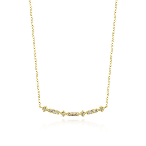 14K Yellow Gold Curved Geometric Diamond Bar Necklace - NK5732Y45JJ-Gabriel & Co.-Renee Taylor Gallery