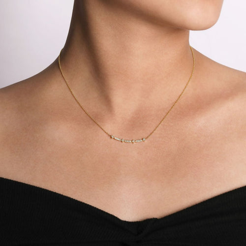 14K Yellow Gold Curved Geometric Diamond Bar Necklace - NK5732Y45JJ-Gabriel & Co.-Renee Taylor Gallery