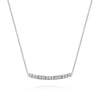 14K White Gold Round and Baguette Diamond Curved Bar Necklace - NK5791W45JJ-Gabriel & Co.-Renee Taylor Gallery