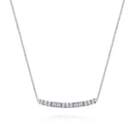 14K White Gold Round and Baguette Diamond Curved Bar Necklace - NK5791W45JJ-Gabriel & Co.-Renee Taylor Gallery