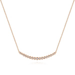 14K Rose Gold Curved Bar Necklace with Round Diamonds - NK5796K45JJ-Gabriel & Co.-Renee Taylor Gallery