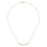 14K Rose Gold Curved Bar Necklace with Round Diamonds - NK5796K45JJ-Gabriel & Co.-Renee Taylor Gallery