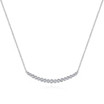 14K White Gold Curved Bar Necklace with Round Diamonds - NK5796W45JJ-Gabriel & Co.-Renee Taylor Gallery