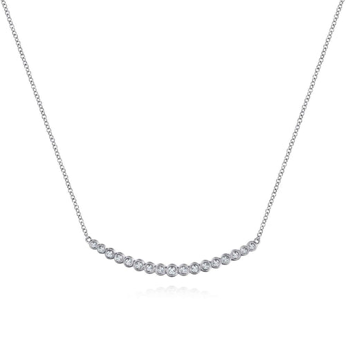 14K White Gold Curved Bar Necklace with Round Diamonds - NK5796W45JJ-Gabriel & Co.-Renee Taylor Gallery